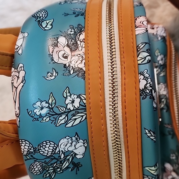 Loungefly Disney Teal and Tan Mini Backpack Bambi Forest Floral main image 10